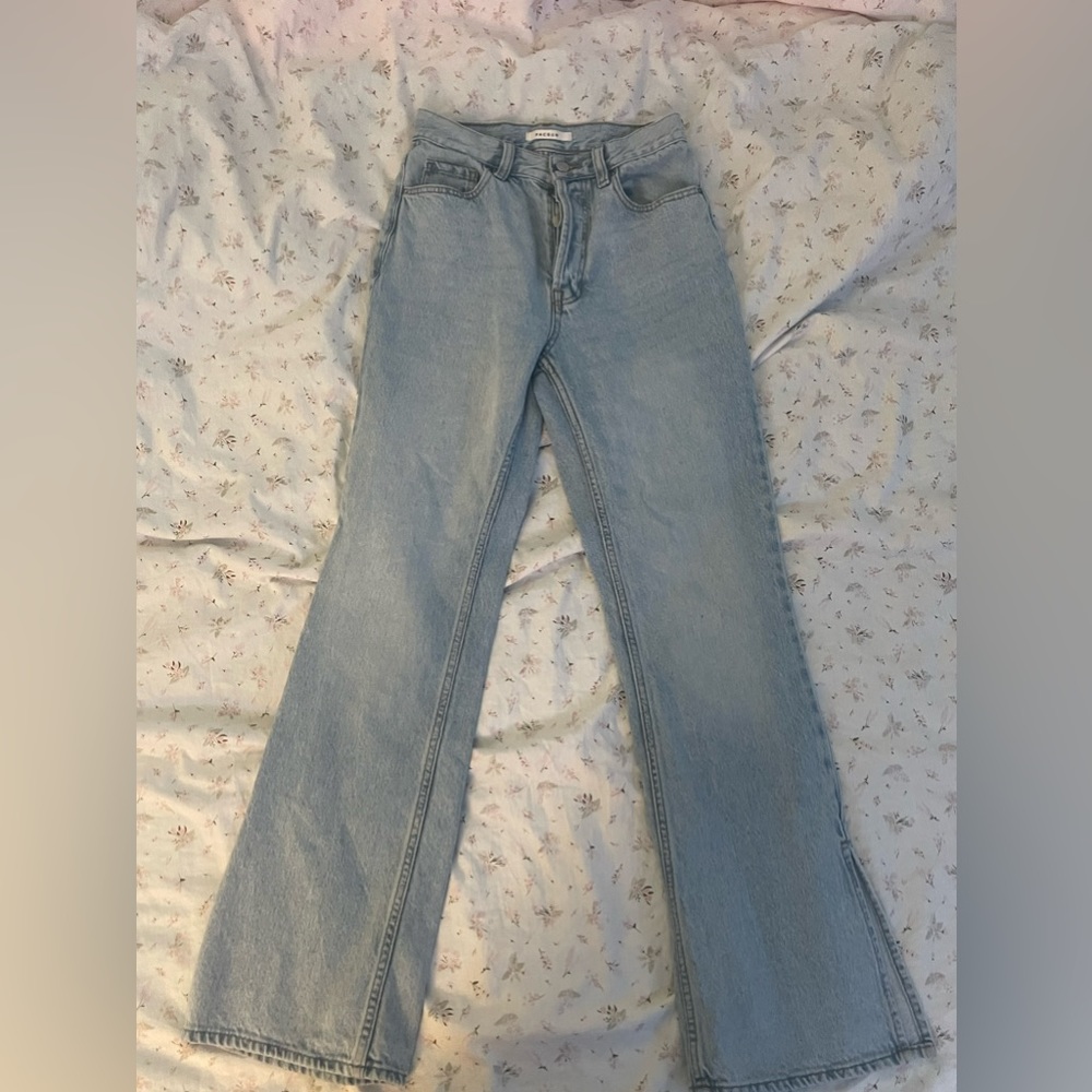pacsun womens light blue high waisted slim flare jeans
